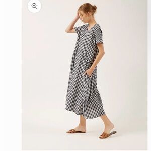 NAIF Black and White Checkered Linen Dress